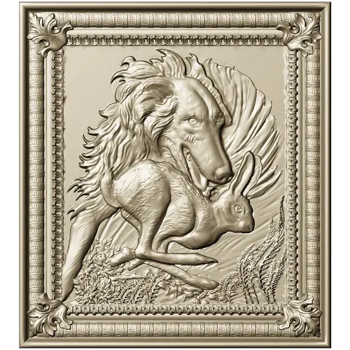 Wolf and Hare High-Relief Panel STL