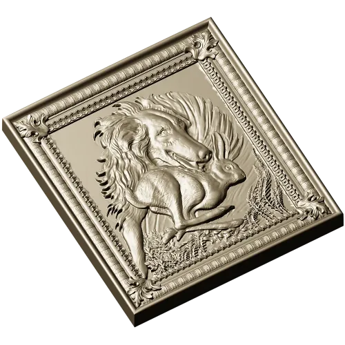 Wolf and Hare High-Relief Panel STL