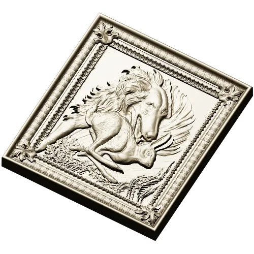Wolf and Hare High-Relief Panel STL