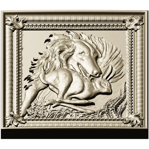 Wolf and Hare High-Relief Panel STL