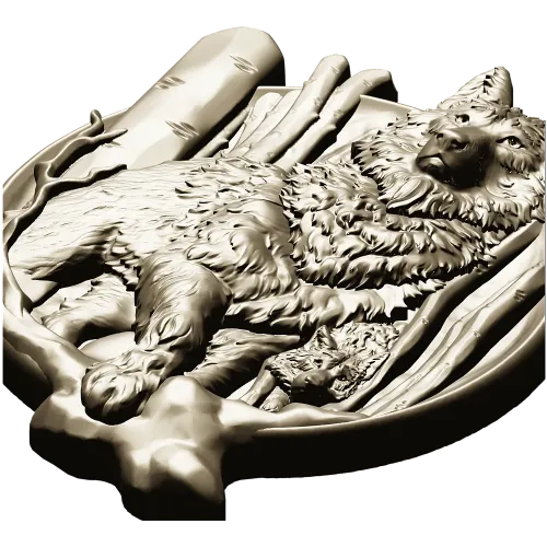 Волчья тарелка - рельефная 3D модель STL для ЧПУ