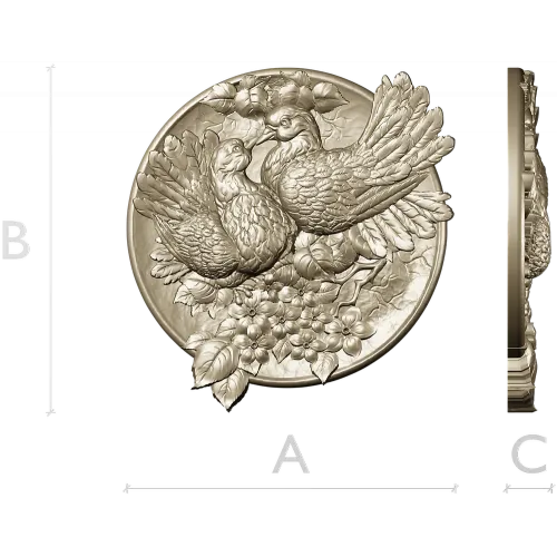 Doves of Spring - high-relief round medallion STL for CNC