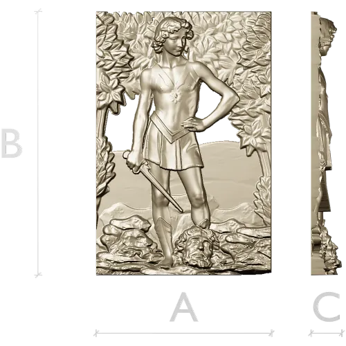 David the Victor - high relief 3D model in STL for CNC