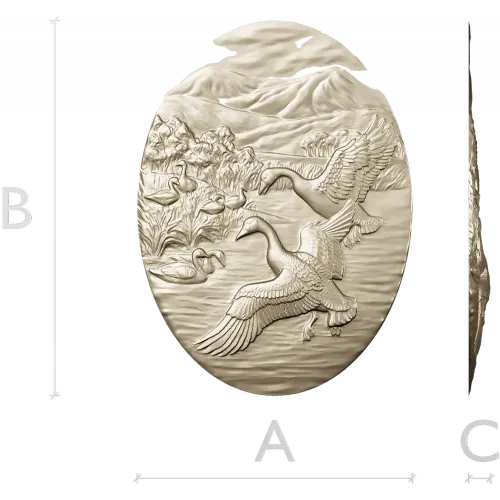 Озерная симфония - 3D модель STL рельеф с гусями и лебедями