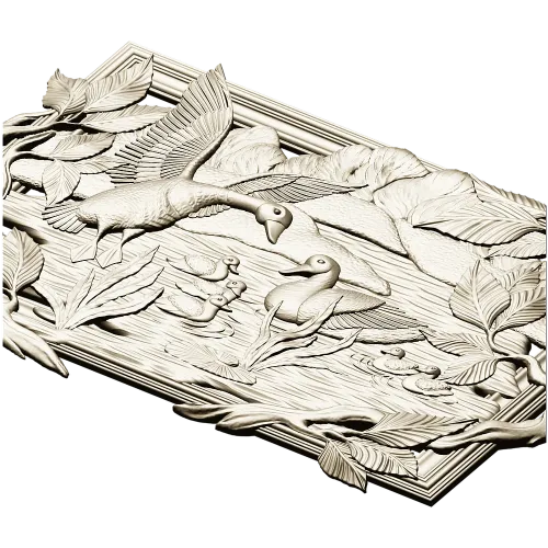 Geese on the Lake - high-relief STL panel for CNC