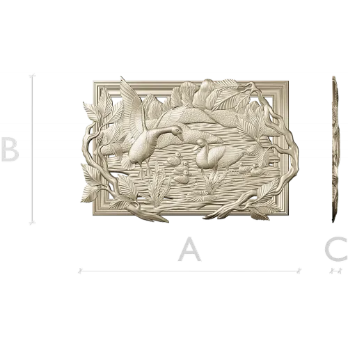 Geese on the Lake - high-relief STL panel for CNC