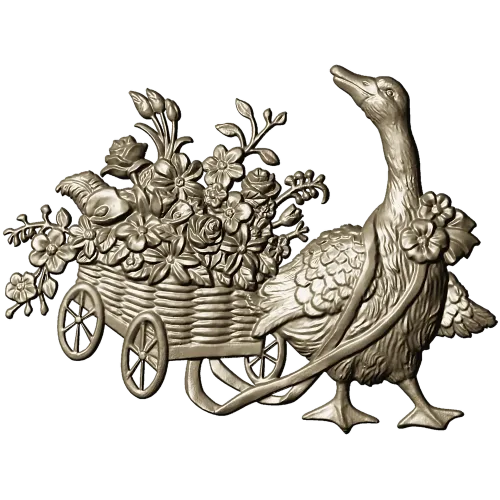 Goose with Flower Cart - detailed STL 3D model for CNC carving