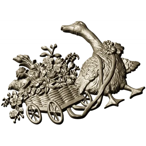 Goose with Flower Cart - detailed STL 3D model for CNC carving