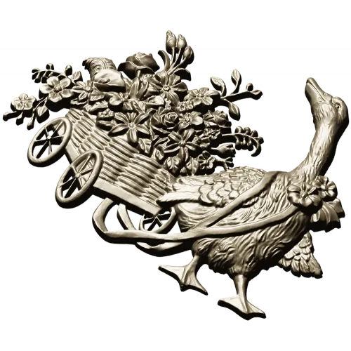 Goose with Flower Cart - detailed STL 3D model for CNC carving
