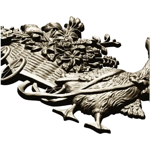 Goose with Flower Cart - detailed STL 3D model for CNC carving