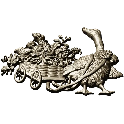 Goose with Flower Cart - detailed STL 3D model for CNC carving