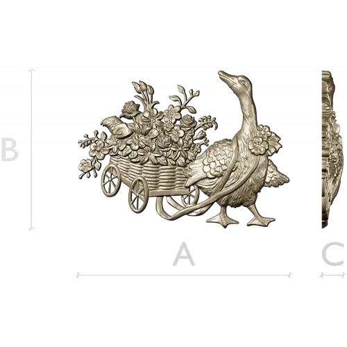 Goose with Flower Cart - detailed STL 3D model for CNC carving