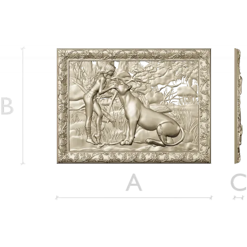 Дуэт львиц - рельефная stl модель панно для ЧПУ