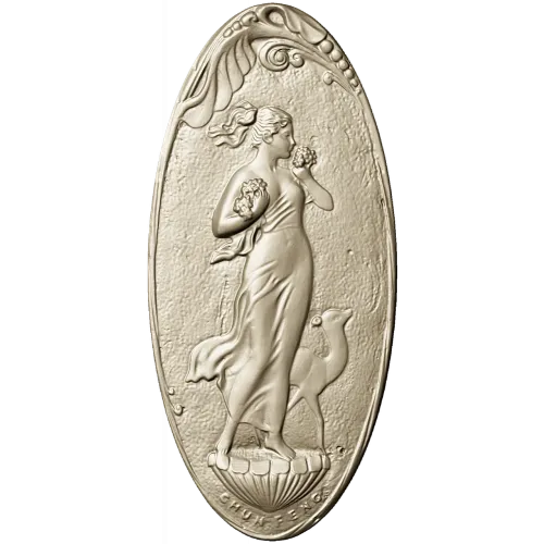 Art Nouveau Maiden and Fawn - Oval Relief STL for CNC
