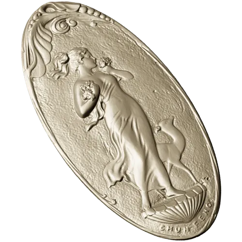 Art Nouveau Maiden and Fawn - Oval Relief STL for CNC