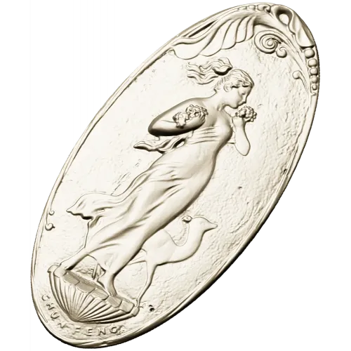 Art Nouveau Maiden and Fawn - Oval Relief STL for CNC