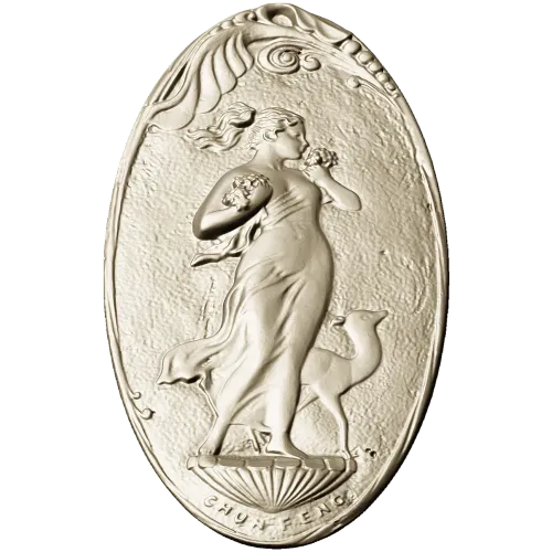 Art Nouveau Maiden and Fawn - Oval Relief STL for CNC
