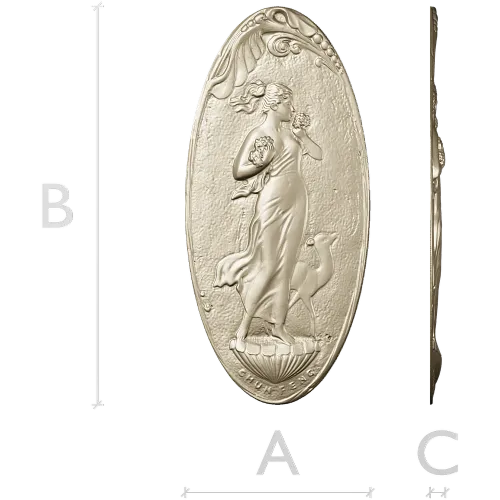 Art Nouveau Maiden and Fawn - Oval Relief STL for CNC
