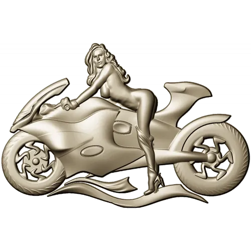 Motorcycle Muse - high-relief woman on sportbike STL