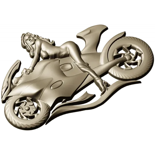 Motorcycle Muse - high-relief woman on sportbike STL