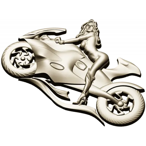 Motorcycle Muse - high-relief woman on sportbike STL