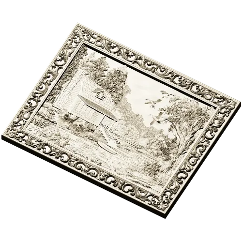 Forest Cabin Relief - detailed STL panel for CNC