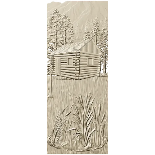 Forest Cabin Relief - STL 3D model for CNC carving