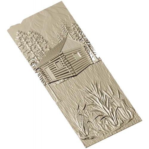 Forest Cabin Relief - STL 3D model for CNC carving