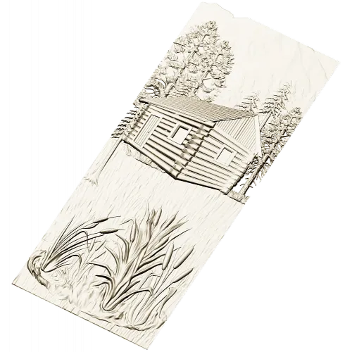 Forest Cabin Relief - STL 3D model for CNC carving