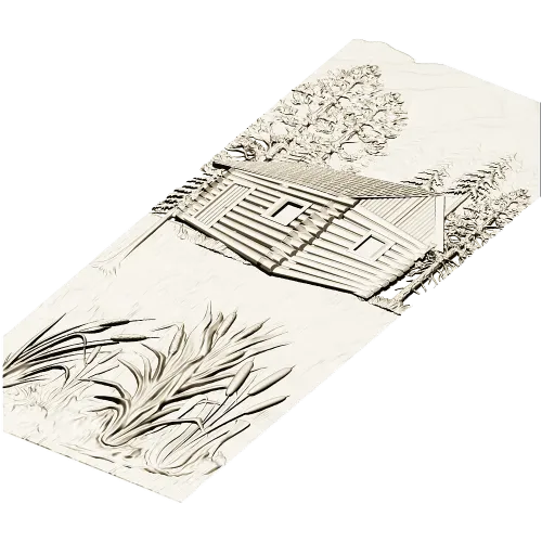 Forest Cabin Relief - STL 3D model for CNC carving