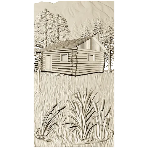 Forest Cabin Relief - STL 3D model for CNC carving