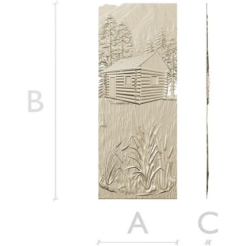 Forest Cabin Relief - STL 3D model for CNC carving