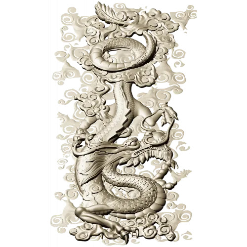 Dragon Cloud Relief STL for CNC Carving - High Relief Panel