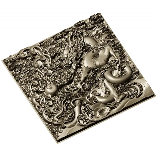Дракон в облаках - рельефная 3D модель STL для ЧПУ