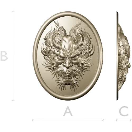 Dragon head medallion 3D STL for CNC