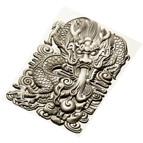 Дракон в облаках - декоративная 3D модель STL для ЧПУ