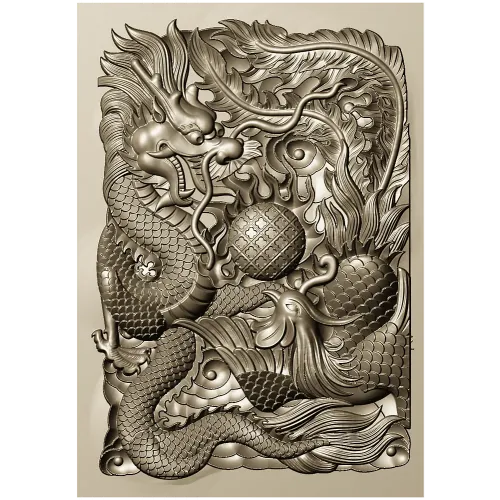 Imperial Dragon Relief - detailed 3D STL panel for CNC