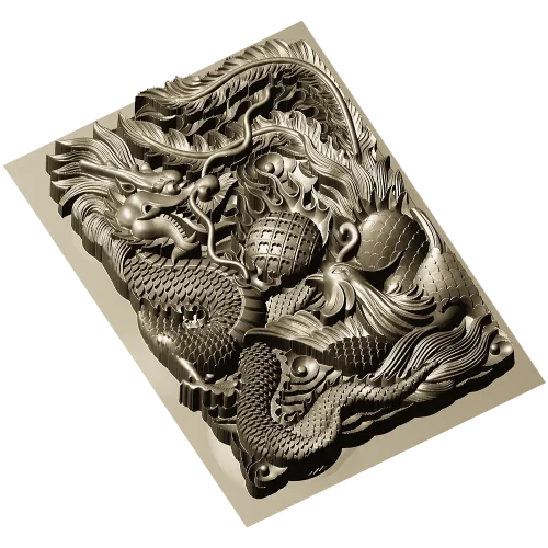 Imperial Dragon Relief - detailed 3D STL panel for CNC