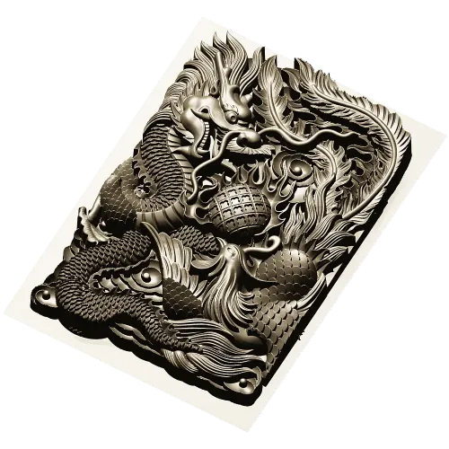 Imperial Dragon Relief - detailed 3D STL panel for CNC
