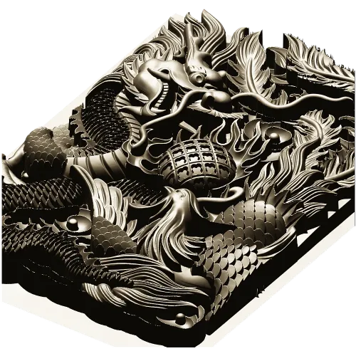 Imperial Dragon Relief - detailed 3D STL panel for CNC