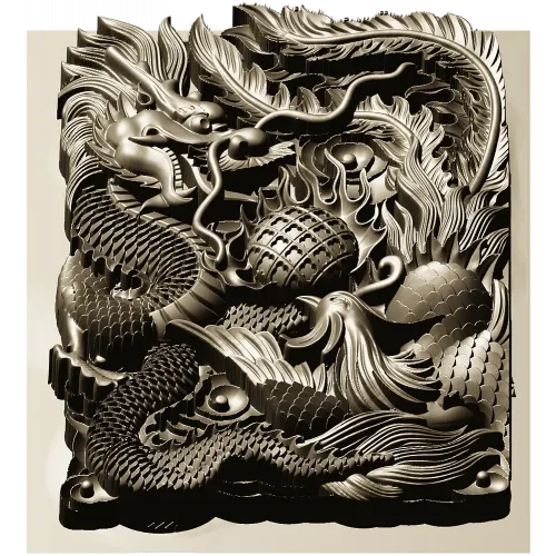 Imperial Dragon Relief - detailed 3D STL panel for CNC