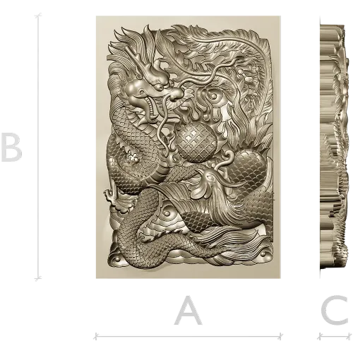 Imperial Dragon Relief - detailed 3D STL panel for CNC