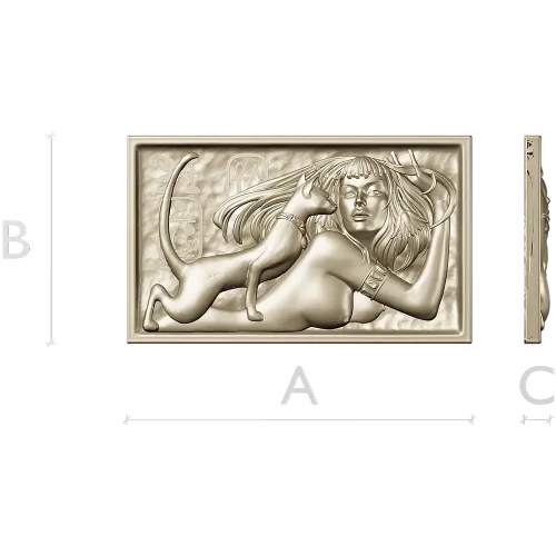 Egyptian Reclining Lady with Cat - STL Relief for CNC