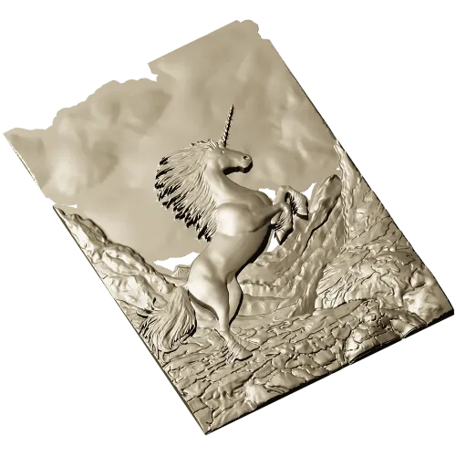 Единорог в скалах - 3D рельеф для ЧПУ (STL)