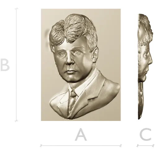 High-Relief Male Portrait 3D STL for CNC Milling
