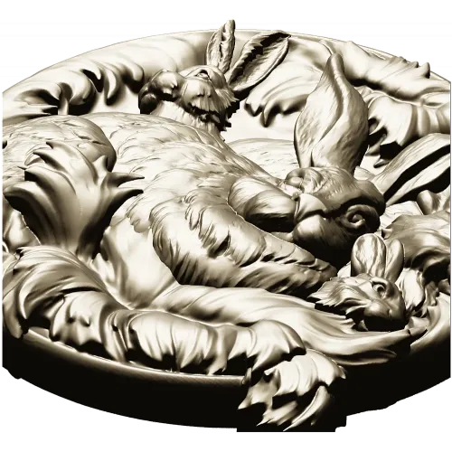 Hare Family Medallion - high-relief STL for CNC carving