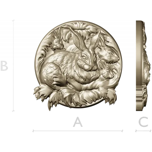 Hare Family Medallion - high-relief STL for CNC carving