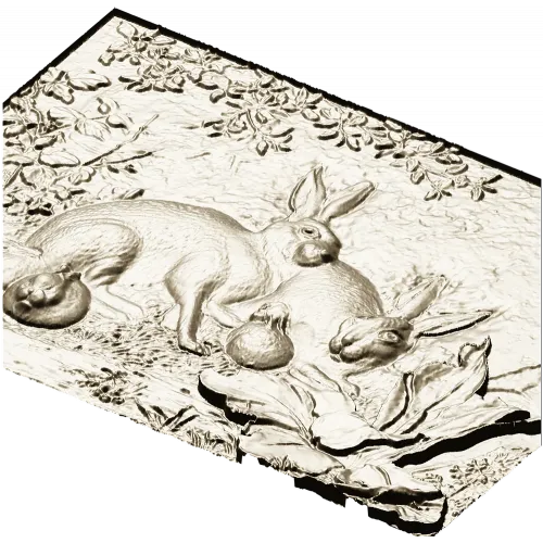 Rabbit Family Bas-Relief STL 3D Model for CNC