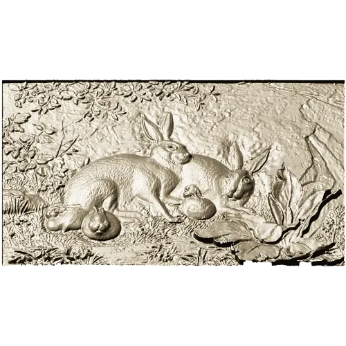 Rabbit Family Bas-Relief STL 3D Model for CNC