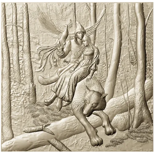Ivan Tsarevich and the Gray Wolf - High Relief Panel STL